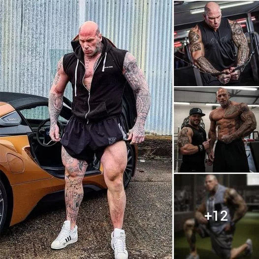 Exploring the Impressive Tattoos Adorning Athlete Martyn Ford’s 2.03m Frame, Beloved by Fans Worldwide