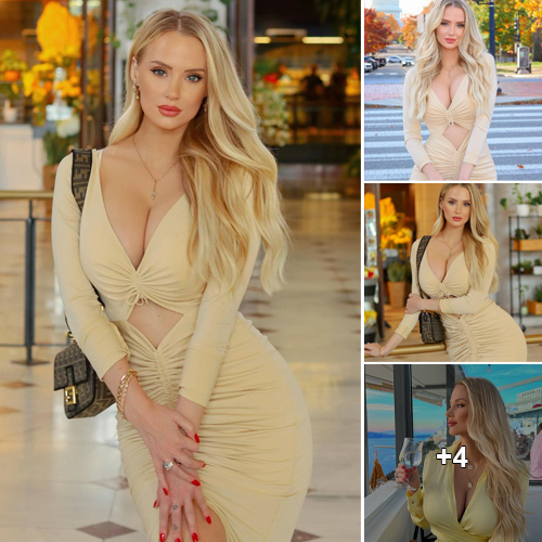 Mesmerized by Valerie Cody’s Alluring Charm in a Beige Ensemble