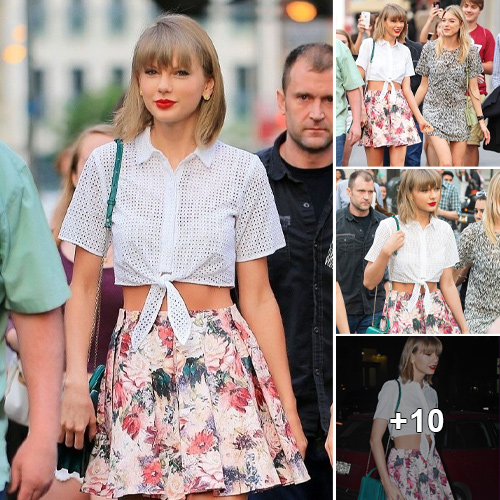 “Taylor Swift Stuns in Perfect Shirt and Skirt Ensemble”
