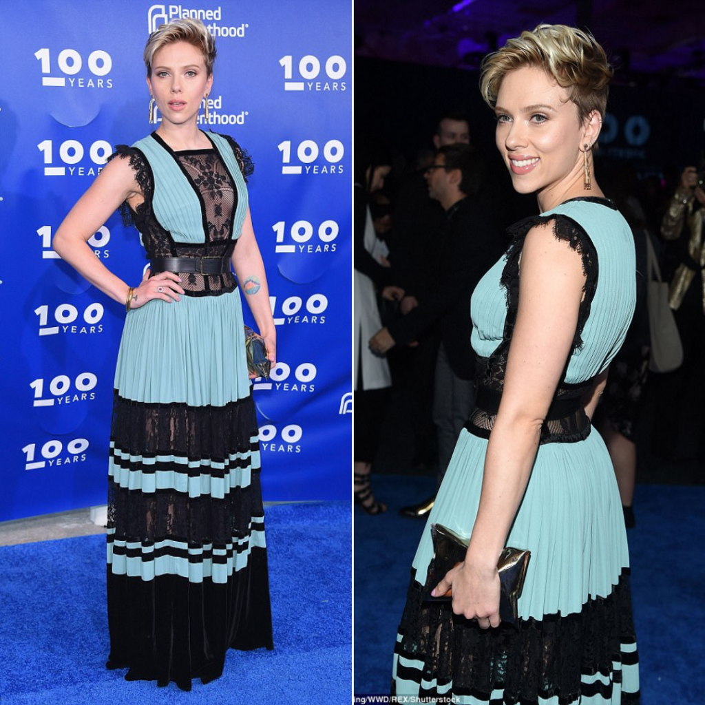 “Flaunting Feminine Power: Scarlett Johansson Stuns in Sheer Lace Dress at Planned Parenthood Gala”